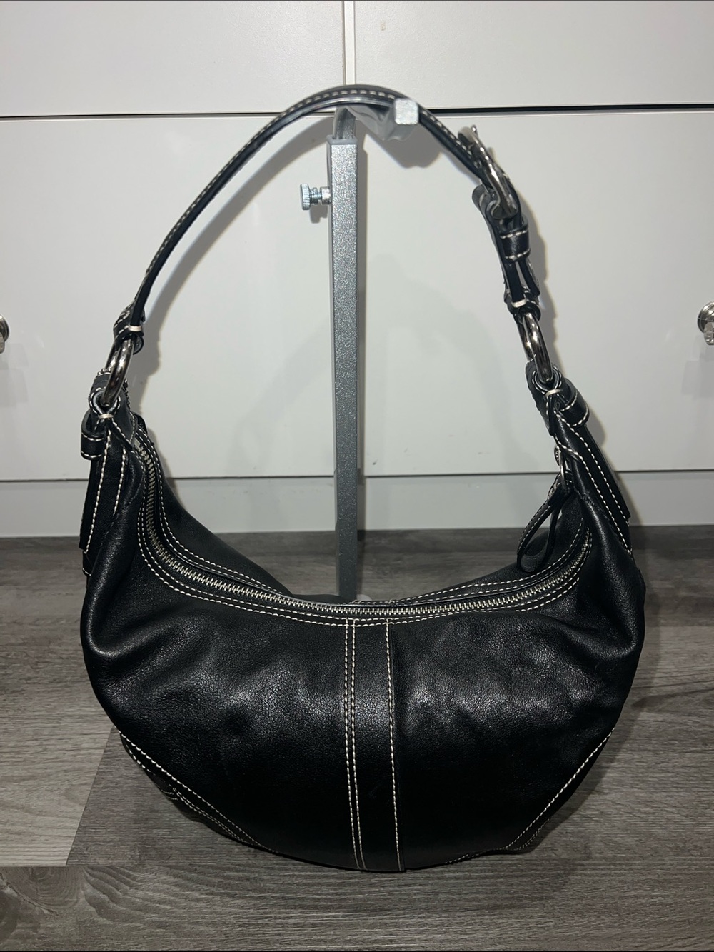 Vintage Coach Soho Hobo Shoulder Bag Black Small Y2K Luxe